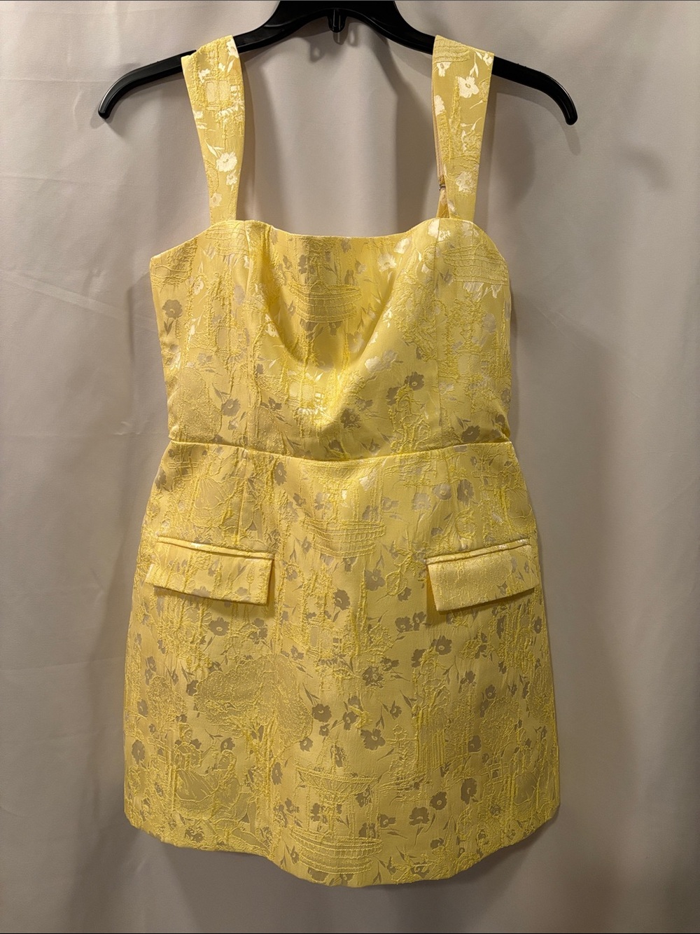 Amanda Uprichard Yellow Floral Jacquard Dress/Skort - size Large